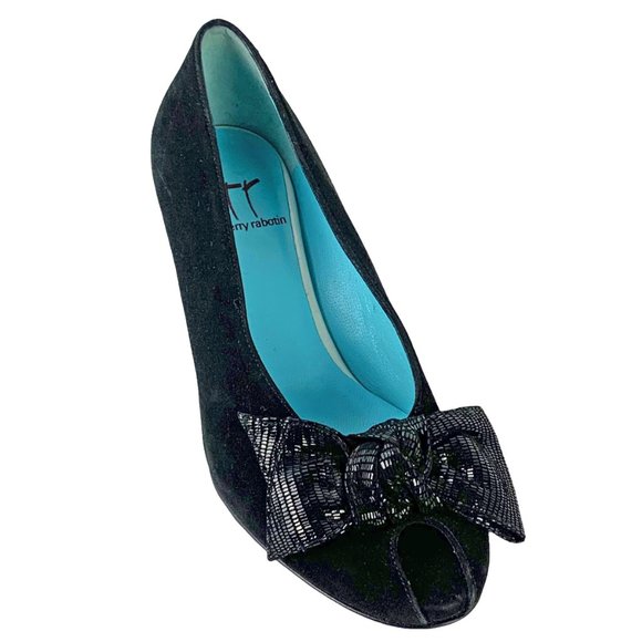 THIERRY‎ RABOTIN Yvette Suede Peep-Toe Bow Pumps ***NWOB - Picture 1 of 11
